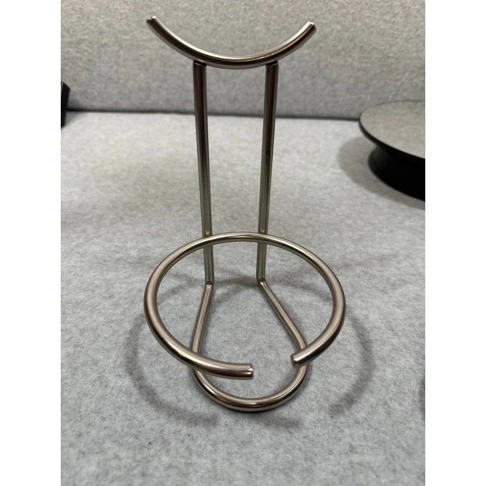 Black Ceramic Spoon Holder w Metal Stand Kitchen Utensil Rest Countertop‎